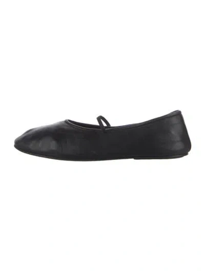 Pre-owned The Row Leather Mary Jane Flats In Black