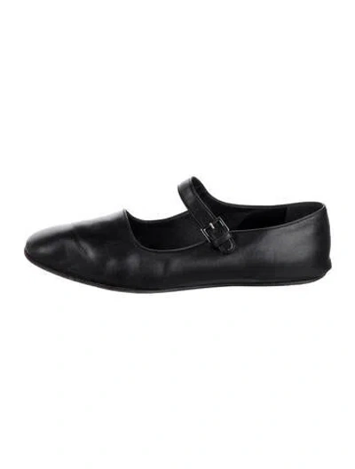 Pre-owned The Row Leather Mary Jane Flats In Black