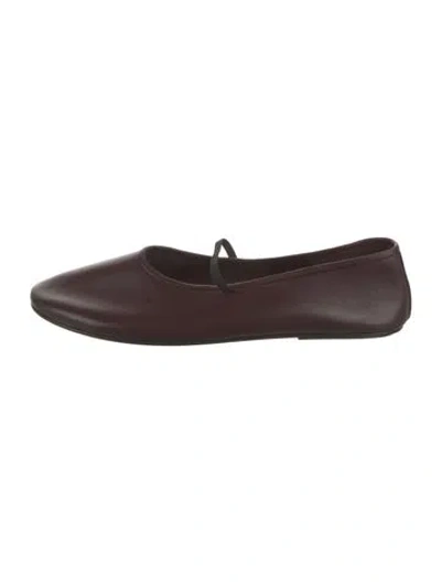 Pre-owned The Row Leather Mary Jane Flats In Burgundy
