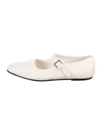 Pre-owned The Row Leather Mary Jane Flats In Neutral