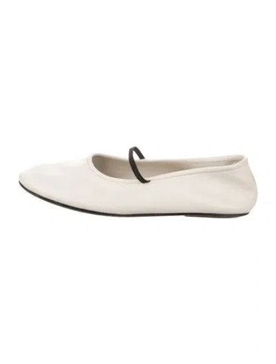 Pre-owned The Row Leather Mary Jane Flats In Neutral