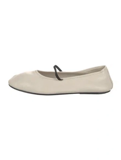 Pre-owned The Row Leather Mary Jane Flats In Neutral