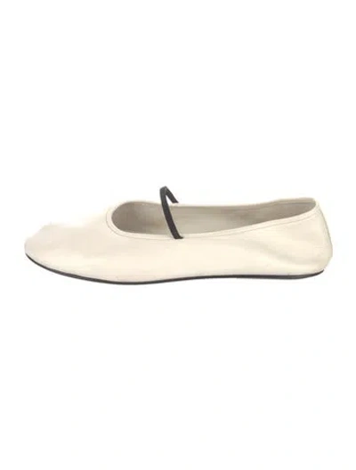 Pre-owned The Row Leather Mary Jane Flats In Neutral