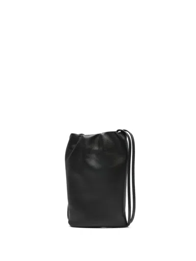 The Row Leather Messenger Bag In Black