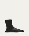 The Row Leather Mid Sock Boots In Black