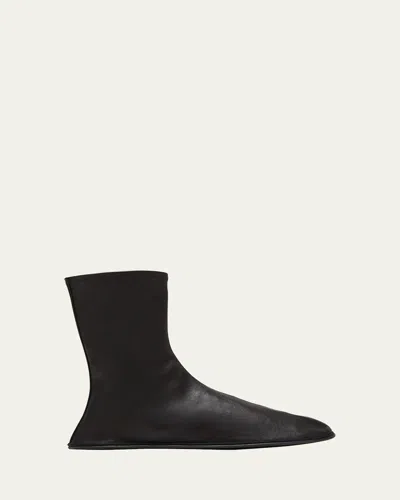 THE ROW LEATHER MID SOCK BOOTS
