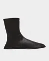 The Row Leather Mid Sock Boots In Black