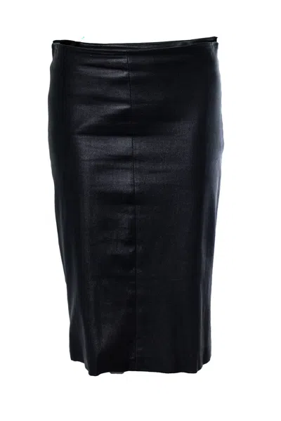 The Row , Leather Midi Skirt With Zipper In Black