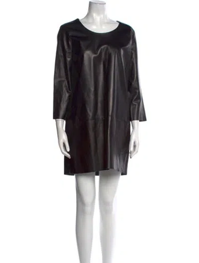 Pre-owned The Row Leather Mini Dress In Black