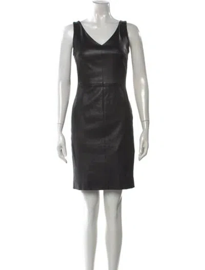 Pre-owned The Row Leather Mini Dress In Black