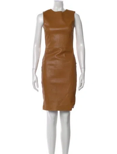 Pre-owned The Row Leather Mini Dress In Brown