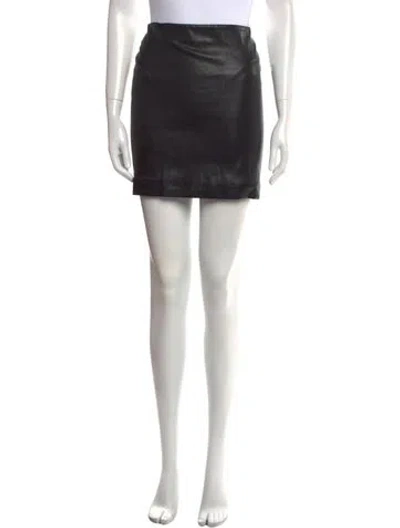 Pre-owned The Row Leather Mini Skirt In Black