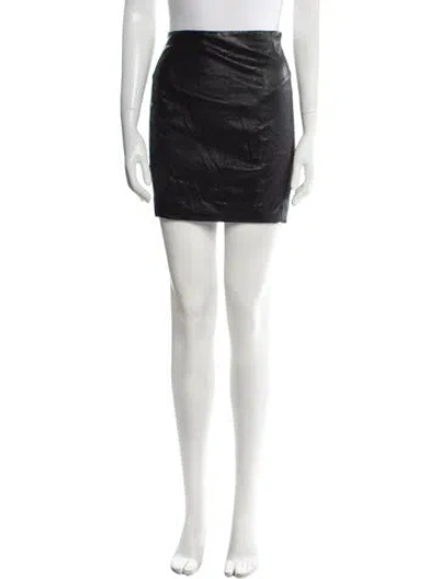 Pre-owned The Row Leather Mini Skirt In Black