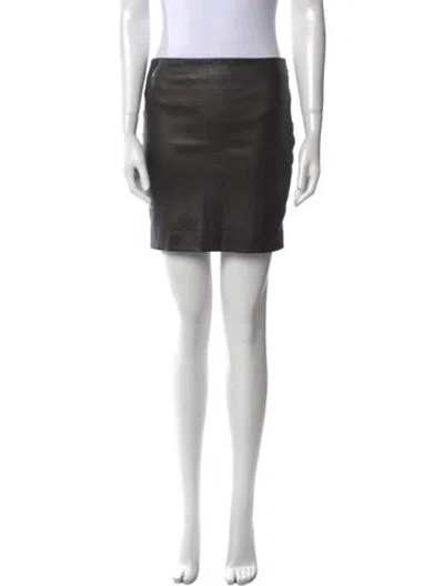 Pre-owned The Row Leather Mini Skirt In Black