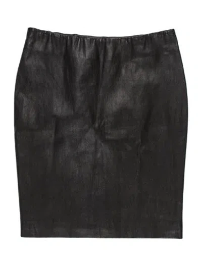 Pre-owned The Row Leather Mini Skirt In Black