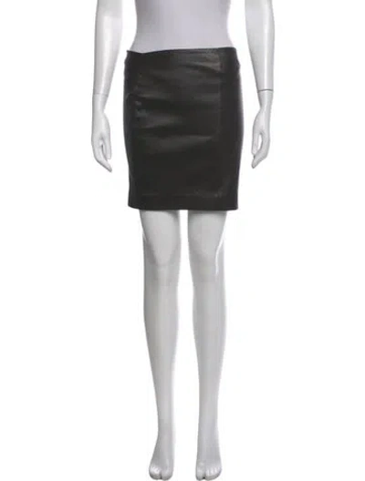 Pre-owned The Row Leather Mini Skirt In Black