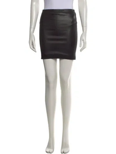 Pre-owned The Row Leather Mini Skirt In Black