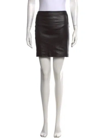 Pre-owned The Row Leather Mini Skirt In Black