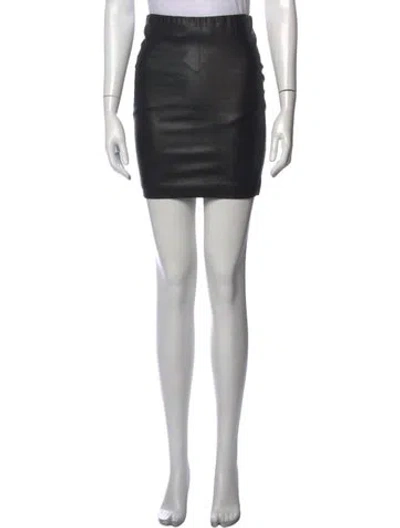 Pre-owned The Row Leather Mini Skirt In Black