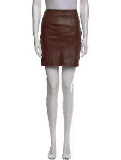 Pre-owned The Row Leather Mini Skirt W/ Tags In Brown