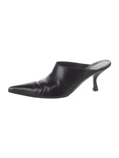 Pre-owned The Row Leather Mules In Black
