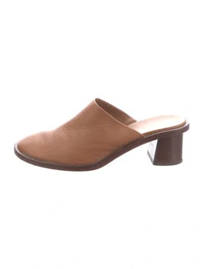 Pre-owned The Row Leather Mules In Brown