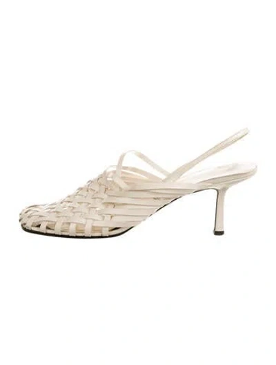 Pre-owned The Row Leather Mules In Neutral