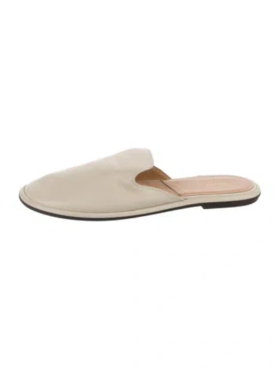 Pre-owned The Row Leather Mules In Neutral
