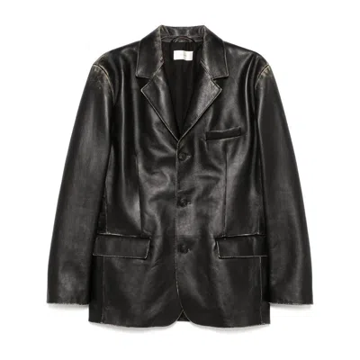 The Row Leather Outerwears In Black