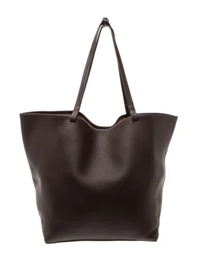Pre-owned The Row Leather Park Tote Three In Brown