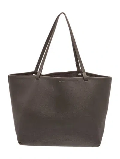 Pre-owned The Row Leather Park Tote Three Medium In Gray