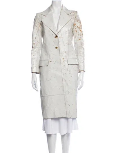 Pre-owned The Row Leather Patterned Coat In White