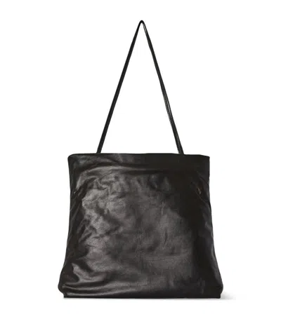 The Row Leather Pim Shoulder Bag In Black