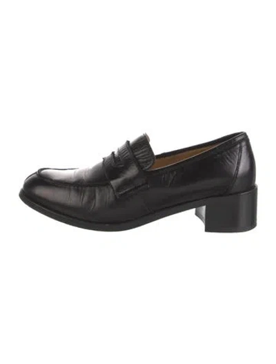 Pre-owned The Row Leather Pleated Accents Loafers In Black