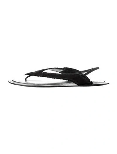 Pre-owned The Row Leather Raw-edge Trim Slingback Sandals In Black