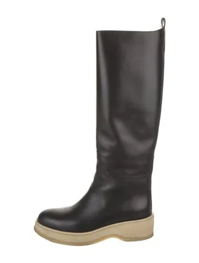Pre-owned The Row Leather Riding Boots In Black
