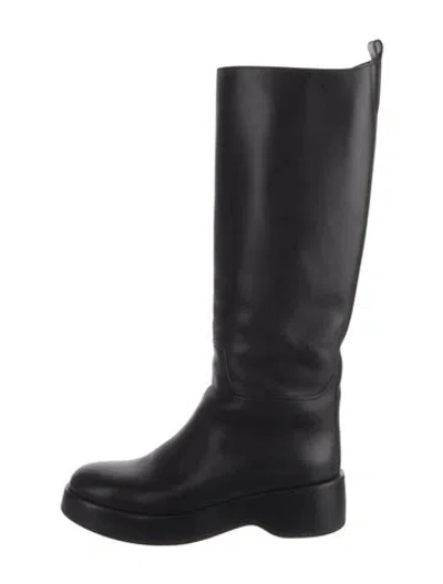 Pre-owned The Row Leather Riding Boots In Black