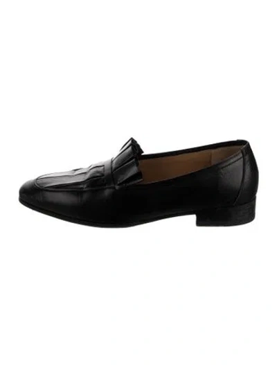 Pre-owned The Row Leather Ruffle Embellishment Loafers In Black