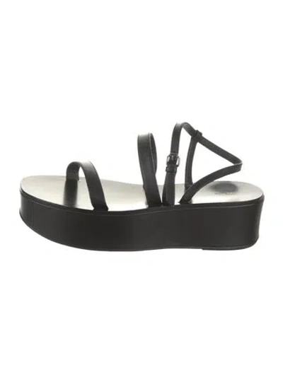 Pre-owned The Row Leather Sandals In Black