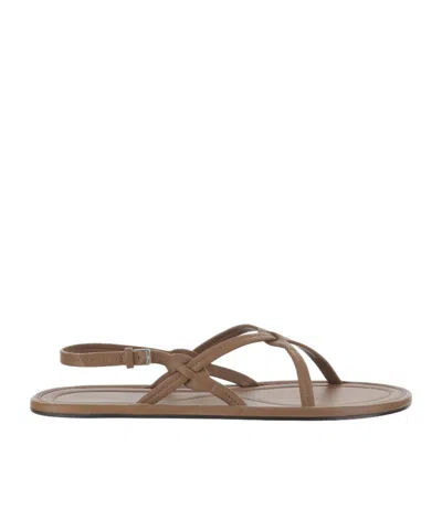 The Row Leather Sandals In Brown