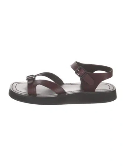 Pre-owned The Row Leather Sandals In Burgundy