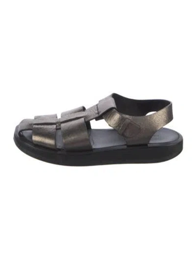 Pre-owned The Row Leather Sandals In Gray