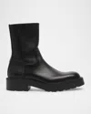 The Row Leather Short Moto Boots In Black