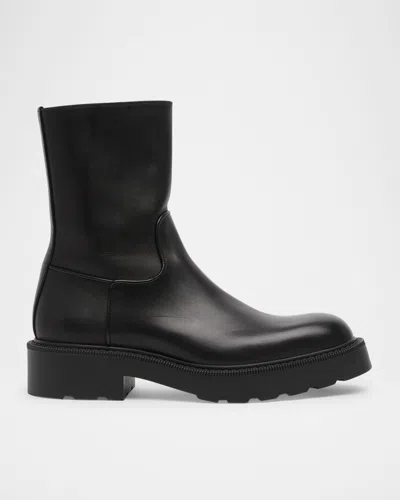 The Row Leather Short Moto Boots In Black