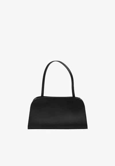 The Row Leather Shoulder Bag In Black