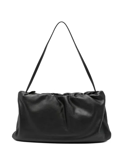 The Row Leather Shoulder Bag In Black