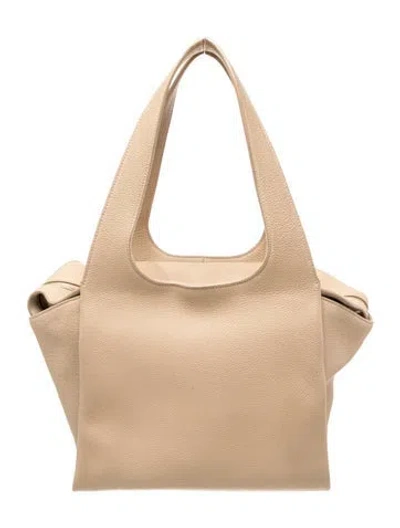 Pre-owned The Row Leather Shoulder Bag In Neutral
