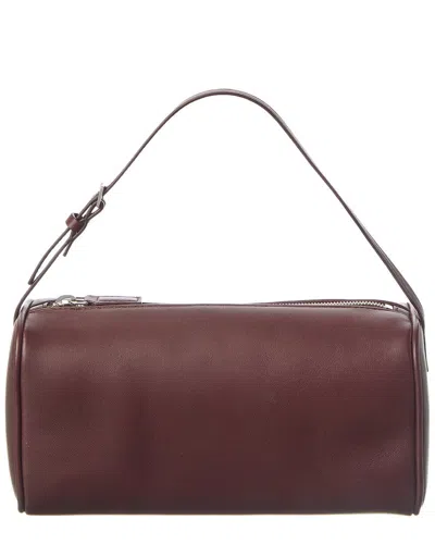 The Row Leather Shoulder Bag In Burgundy