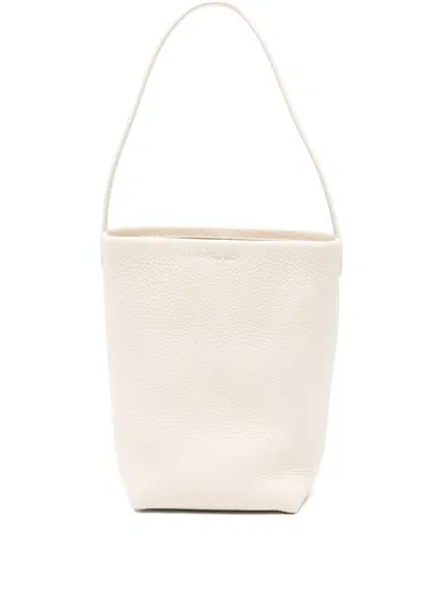 The Row Leather Shoulder Bag In White