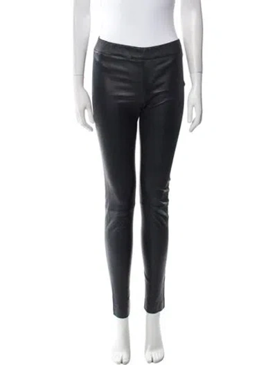 Pre-owned The Row Leather Skinny Leg Pants In Black